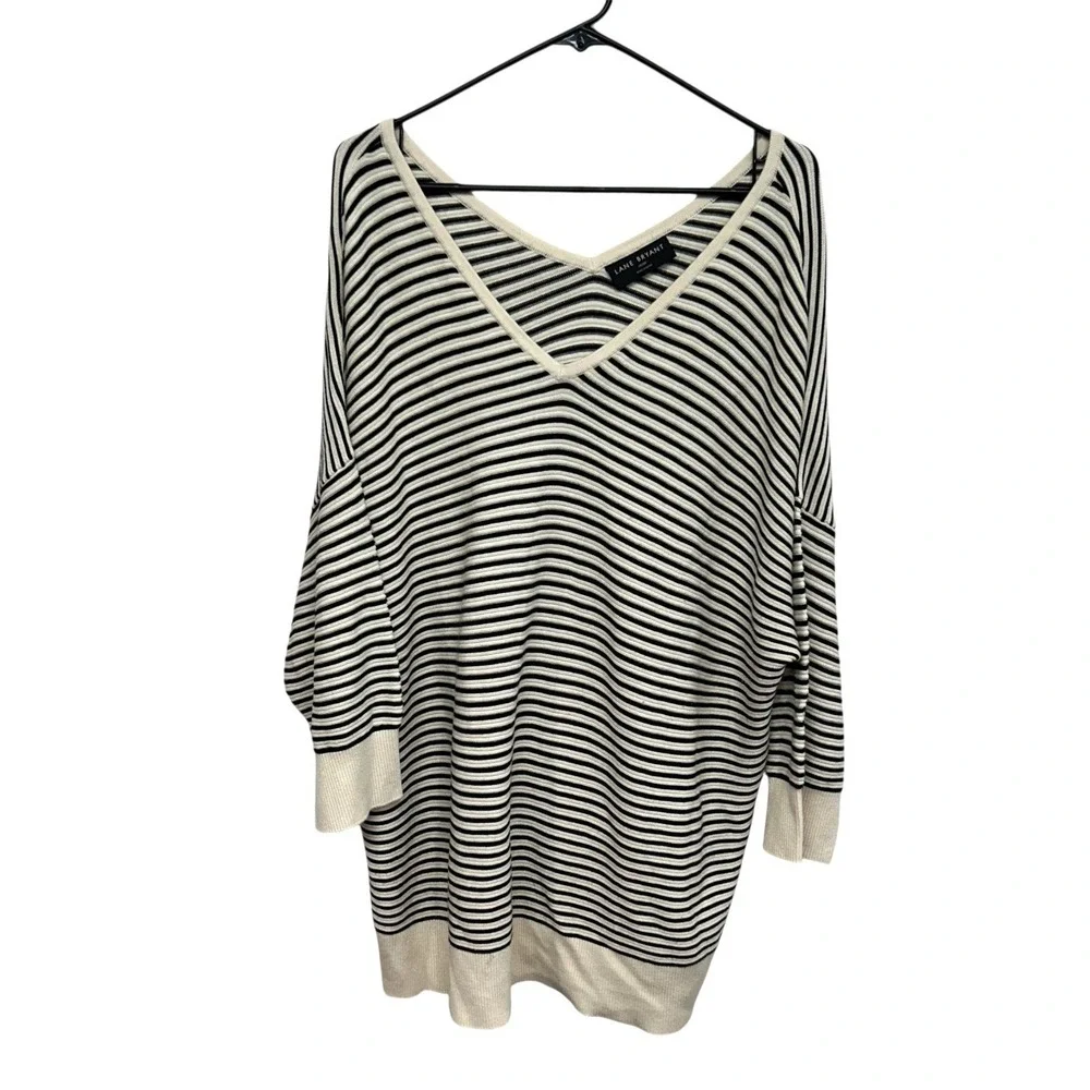 Minimalist Tunic Sweater 18/20 Beige Black Striped Capsule‎ Comfy Cotton Rayon